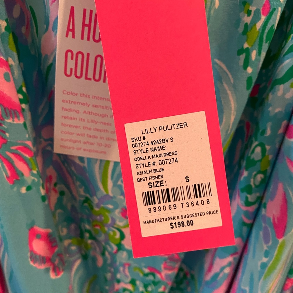 *SOLD* NWT Lilly Pulitzer Odella Maxi Dress Amalfitano Blue Best Fishes - Picture 6 of 10